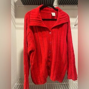 vintage red button up sweater